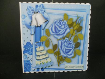 Blue Wedding Bells with Roses on Scrapbook Page by Angela Riley