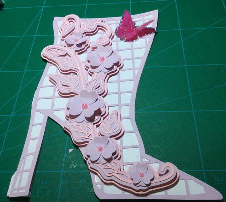 Fancy Boot With Flowers And Butterflies  by Angela Riley