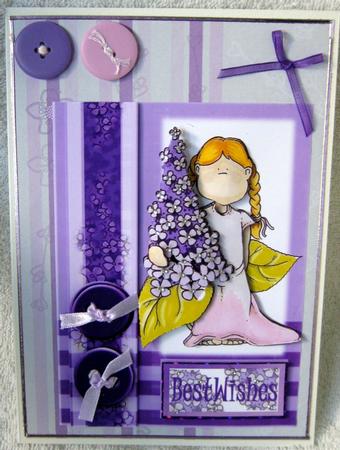Lilac Doodles and Buttons Large Card by Angela MacWillson