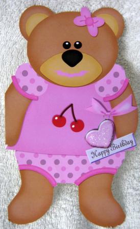 Teddy Bear Shaped Card with 3D Heart by Angela MacWillson