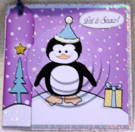 Cheeky Xmas Penguin Quick Card with Circle Pyramage Topper by Angela MacWillson