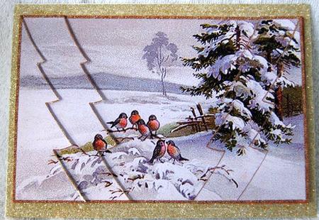 Robins in the Snow -wavy Edge by Angela MacWillson