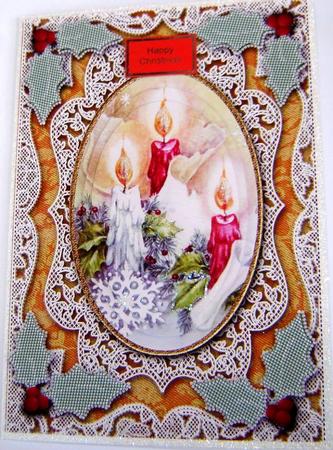Christmas Pastel Candle Trio A5 Card Front Step by Step by Angela MacWillson