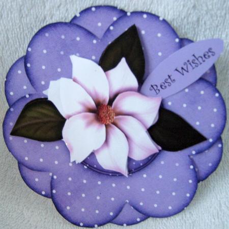 Birthday Floral Button Happy Birthday Best Wishes Purple by Angela MacWillson
