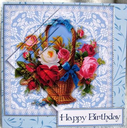 Basket of Roses and Lace - Pyramid Card by Angela MacWillson