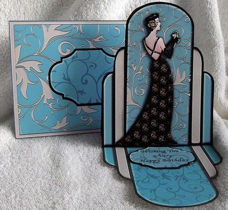 Art Deco Lady Easel Card Kit in Jade & Black by Angela MacWillson