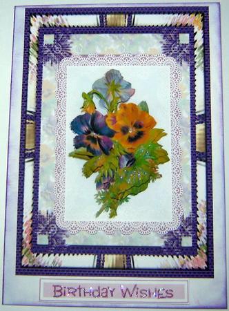 Mixed Pansys on Lace by Angela MacWillson