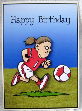 Girls Football Quick Card Front with Decoupage by Angela MacWillson
