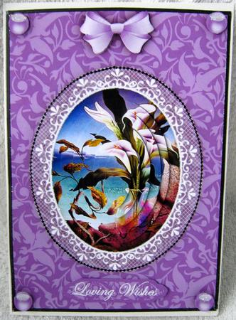 Fantasy Lilys 'n Lace A5 Pyramid Card Front by Angela MacWillson