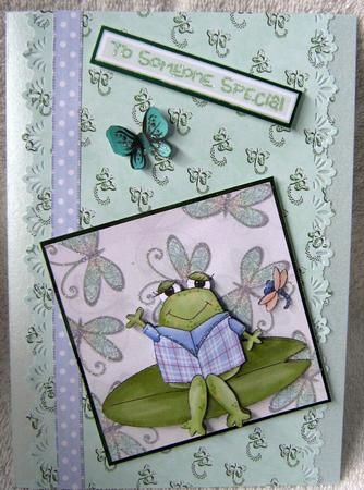Hoppy Birthday Froggy Card Front by Angela MacWillson