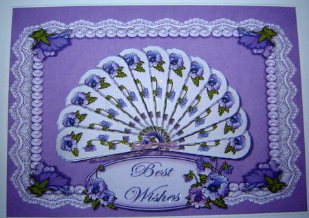 Pansy Fan Decoupage Quick Card Front by Angela MacWillson