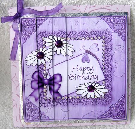 Daisies on Metallic Lace Quick Card with Side Stacker by Angela MacWillson