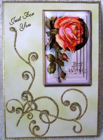 Peach Rose Framed and a Green Flourish by Angela MacWillson