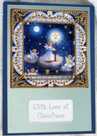 Angels Lite Sky Lace Square Spiral Edge Stacker Card Front by Angela MacWillson