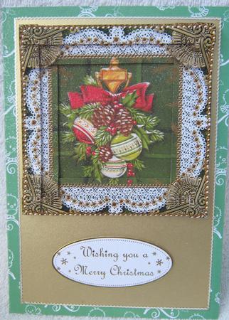 Christmas Door Knocker Spiral Edge Stacker Card Front by Angela MacWillson