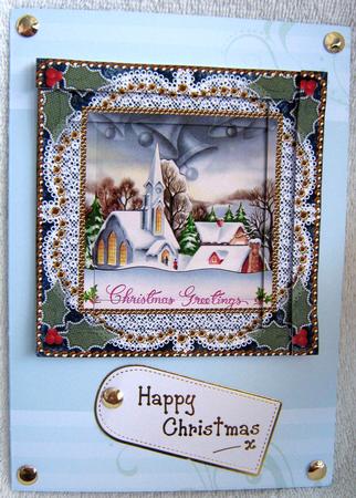 Christmas Church 1 Spiral Edge Stacker Card Front by Angela MacWillson