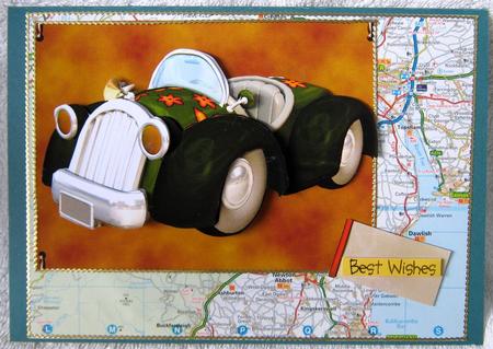Green Car Decoupage by Angela MacWillson