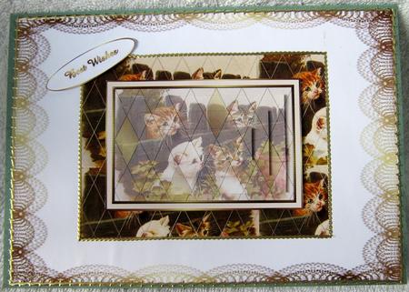 Vintage Cats Quick Card Front with Pyramage by Angela MacWillson