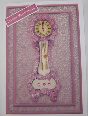 Grandfather Clock with Pink Flowers Card Front by Angela MacWillson