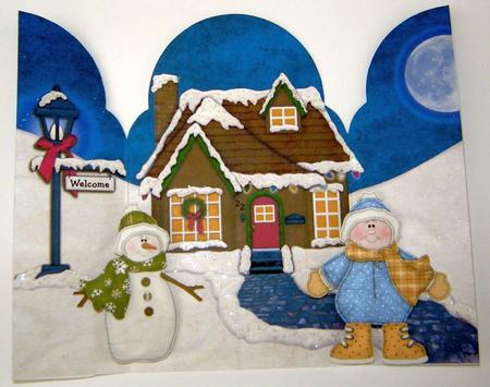 Gate Fold Pop Up Christmas Snowman Boy by Angela MacWillson