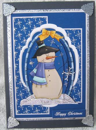 Blue Framed Snowman by Angela MacWillson