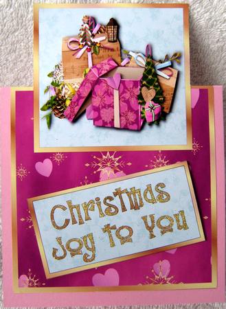 Christmas Joy - Vertical Foldback Card with Decoupage by Angela MacWillson