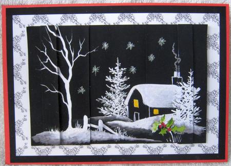 Black and White Christmas Winter House Side Stacker by Angela MacWillson