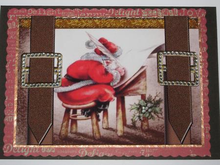 Santas List Double Bling Buckle & Leather Straps Card Front by Angela MacWillson