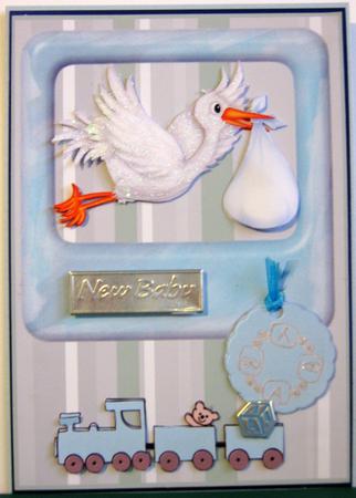 Stork with Boy and Train by Angela MacWillson