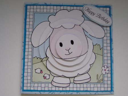 Little Lamb Quick Card with Circle Pyramage Topper by Angela MacWillson