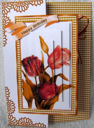 Gold Tulip Pyramid Foldback Card by Angela MacWillson