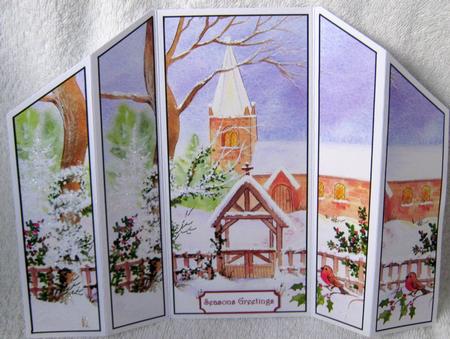 Church in Snow Theatre Fold Card by Angela MacWillson