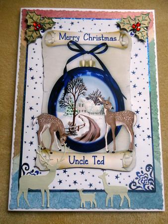 Beautiful Christmas Scene in a Bauble on a Scroll A4 by Angela MacWillson