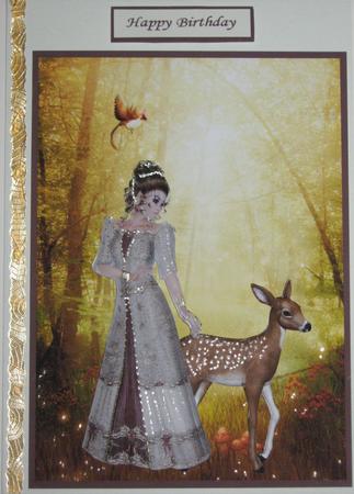 Enchanting Girl with Deer Decoupage by Angela MacWillson