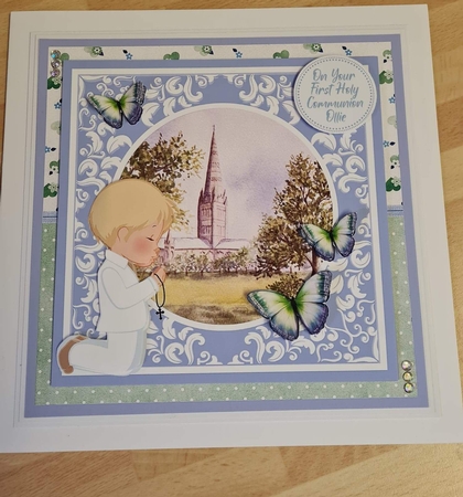 First Holy Communion Boy Card Mini Kit & Decoupage (blonde hair) by Angela Sangster