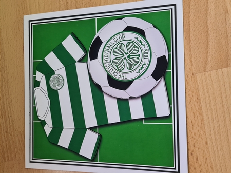 Football Fan in Green & White Hoops 8x8 by Angela Sangster