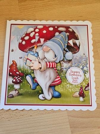 Birthday Gnome (Blue) 7x7 Quick Card by Angela Sangster