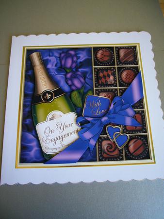 Engagement Champers Chocs N Roses Quick Card 3D Decoupage by Angela Sangster