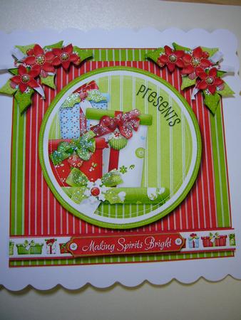 Presents Making Spirits Bright Quick Card Front by Angela Sangster
