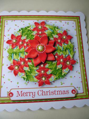 Poinsettia Circle Merry Christmas Quick Card Front by Angela Sangster