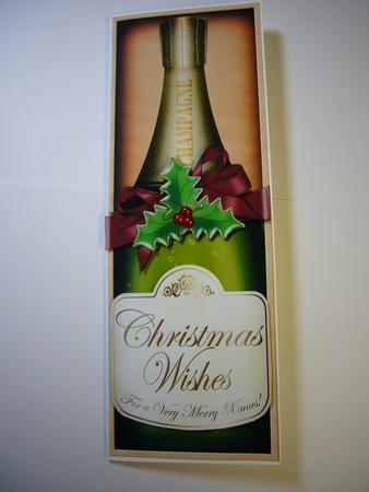 Large Dl Christmas Champers in a Box Quick Card 3D Decoupage by Angela Sangster