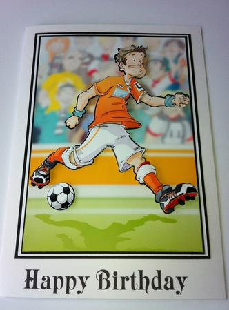 Football Dude Orange and White by Angela Sangster