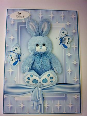 Little Blue Bunny with Butterflies in Star Frame by Angela Sangster