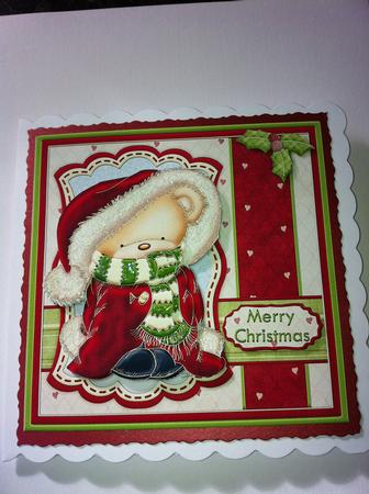 Christmas Snuggle Bear Topper and Decoupage by Angela Sangster