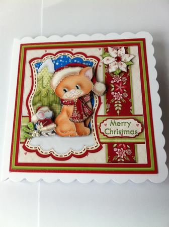 Christmas Mistletoe Cat & Mouse Decoupage by Angela Sangster