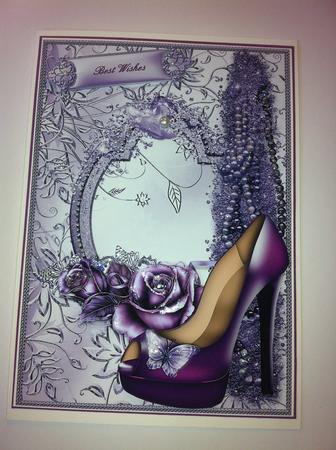 Purple Glimmer Peep Toe Card Front by Angela Sangster