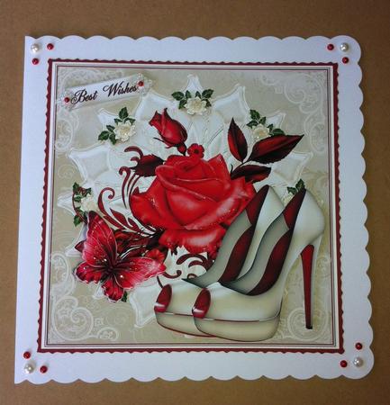 Cream and Red Shoes and Red Rose Toper by Angela Sangster