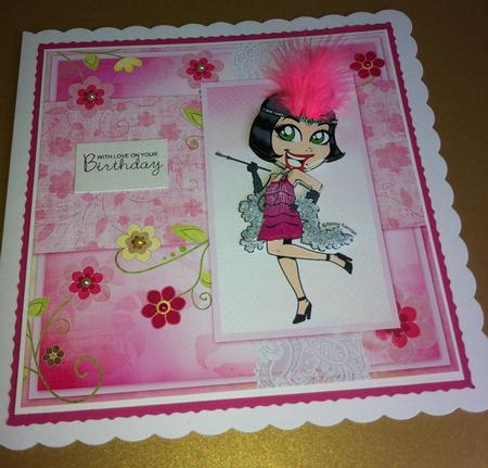 1920's Flapper in Pink 8x8inch Step by Step by Angela Sangster