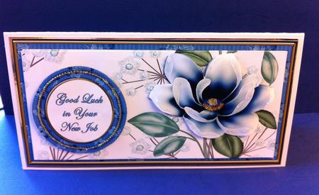 Dblue Magnolia Good Luck New Job Floral Dl Decoupage Topper by Angela Sangster