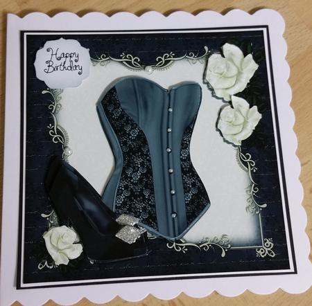 Beautiful Grey Corset with Shoes 8x8 Mini Kit by Angela Sangster